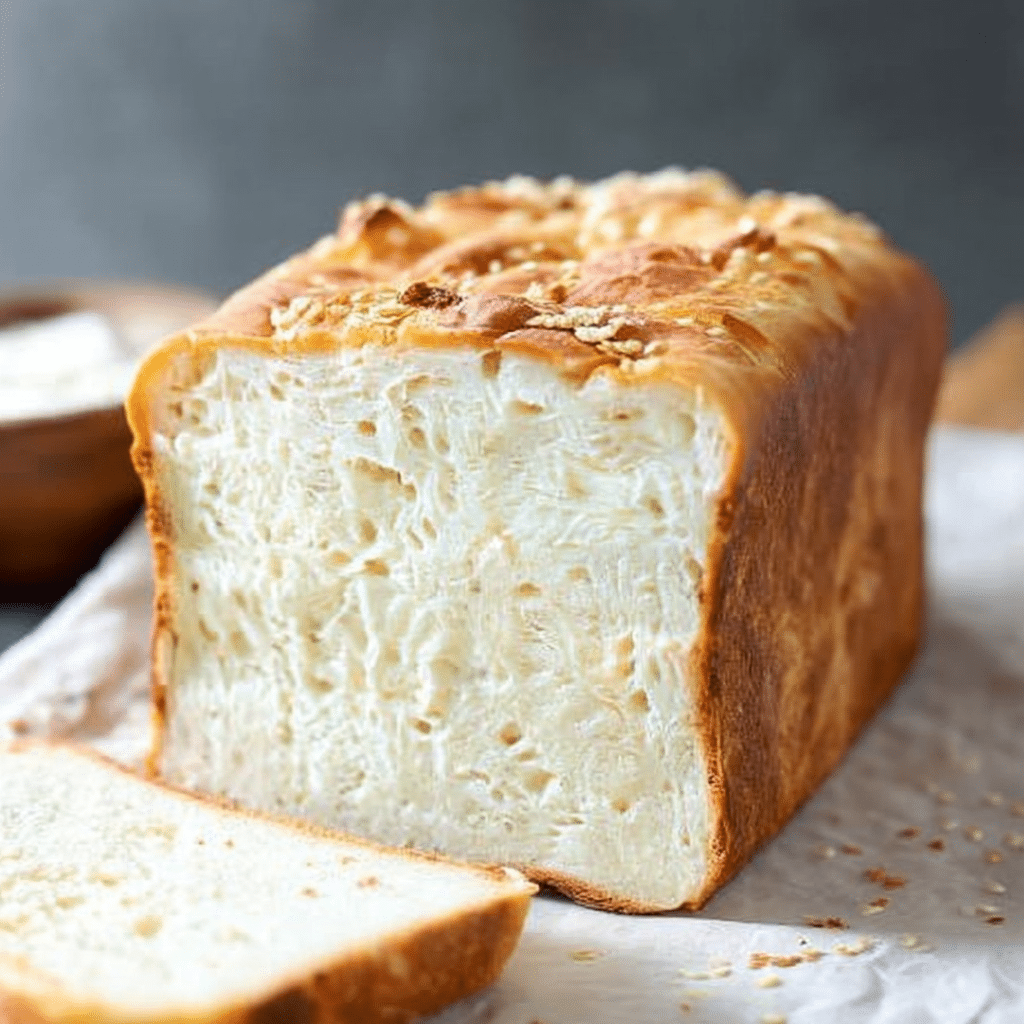 Homemade gluten free almond flour bread with rosemary on a wooden cutting board