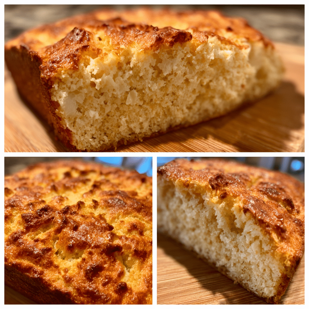 Step-by-step process of making keto bread with almond flour and eggs.