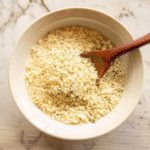 Low-carb keto bread crumbs made from almond flour and parmesan in a rustic bowl