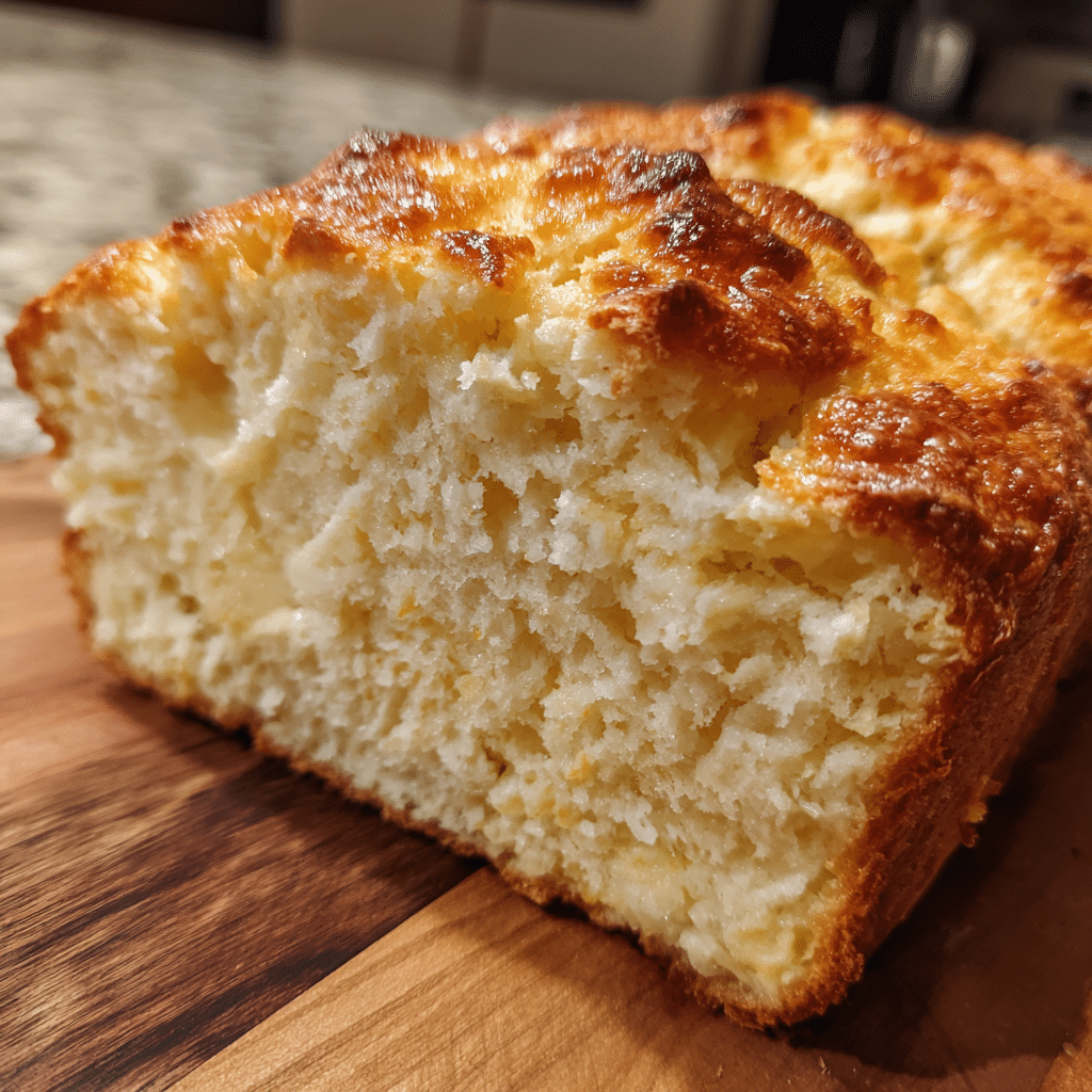 Freshly baked keto bread loaf made with almond flour on parchment paper.