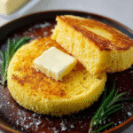 Keto bread in mug freshly made, golden and fluffy low carb microwave bread