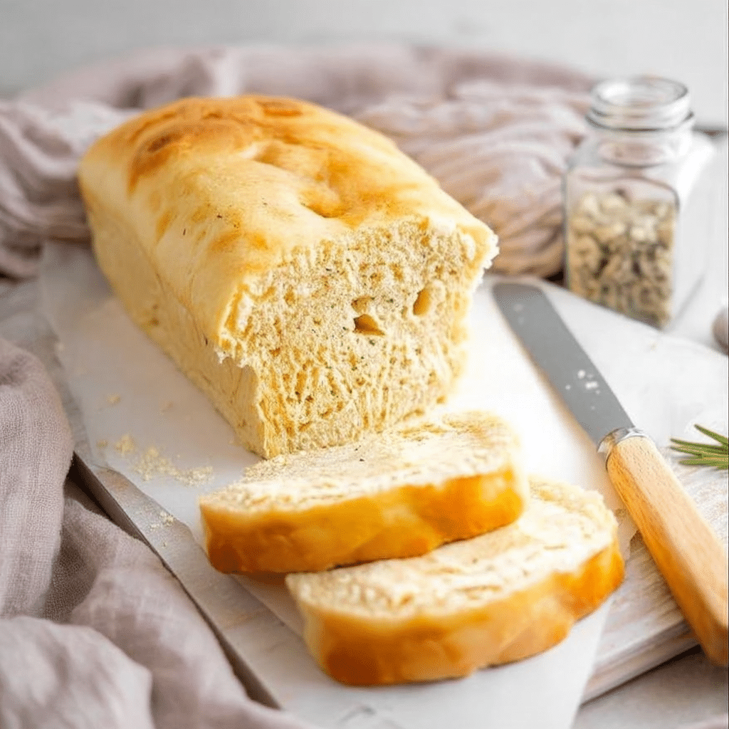 Mixing almond flour, coconut flour, and psyllium husk in a glass bowl for keto bread